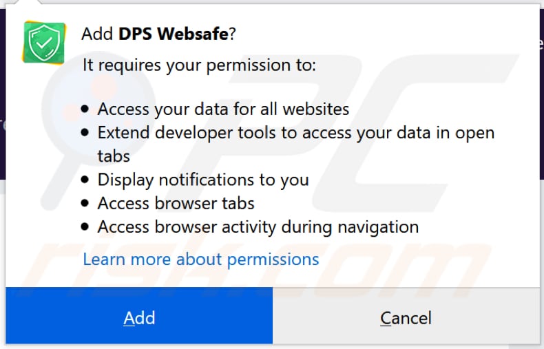 dps websafe browser hijacker notification firefox