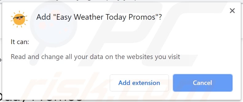 Easy Weather Today Promos adware asking for permissions