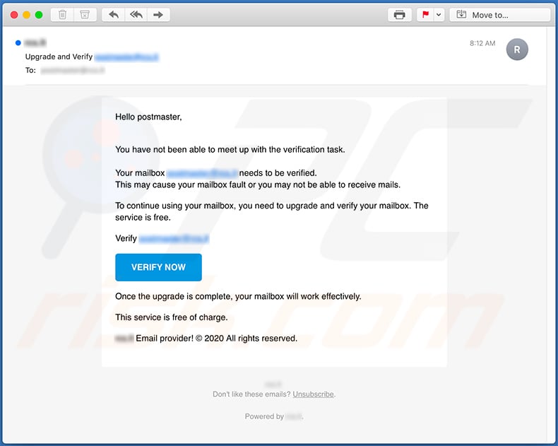 Spam email promoting general.farhat.ca phishing website