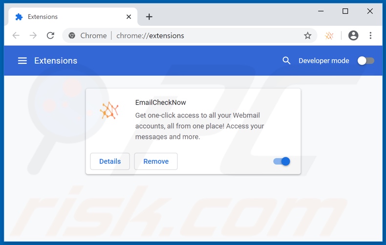 Removing emailchecknow.com related Google Chrome extensions