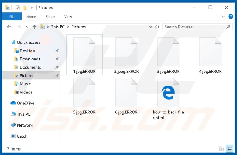 Files encrypted by ERROR ransomware (.ERROR extension)