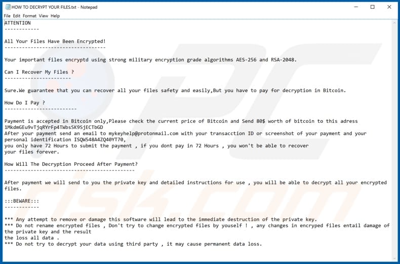 FlyBox ransomware text file (HOW TO DECRYPT YOUR FILES.txt)