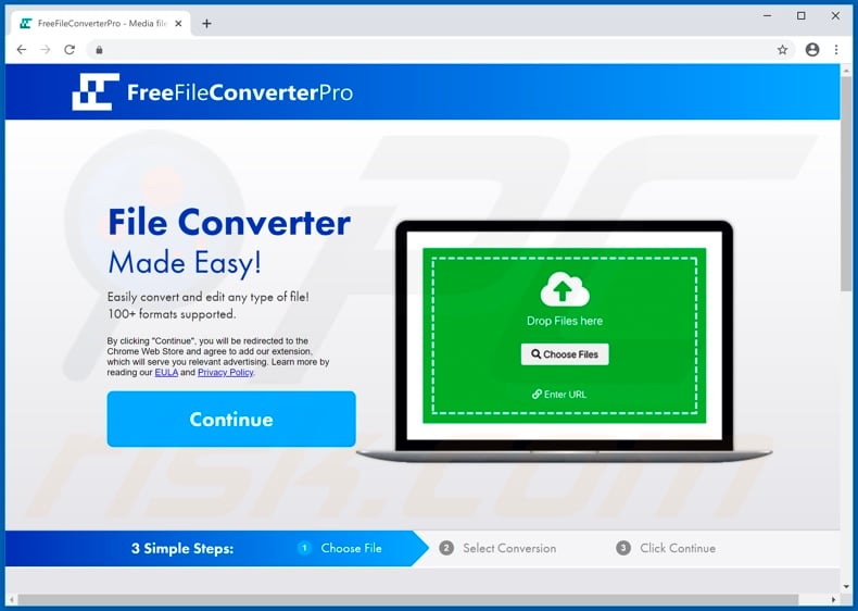 Website used to promote Free File Converter Pro adware