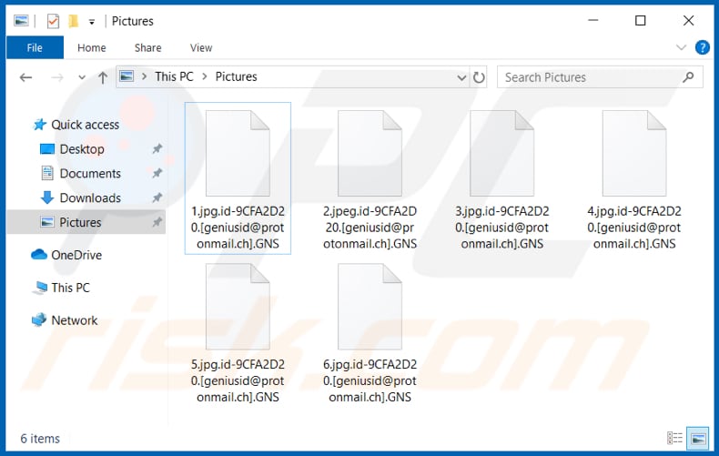Files encrypted by GNS ransomware (.GNS extension)