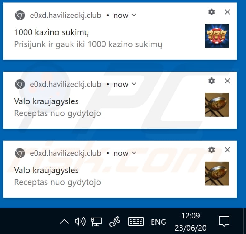 havilizedkj.club displays notifications