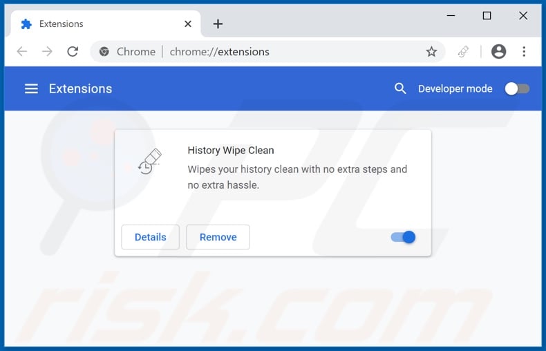 Removing History Wipe Clean ads from Google Chrome step 2