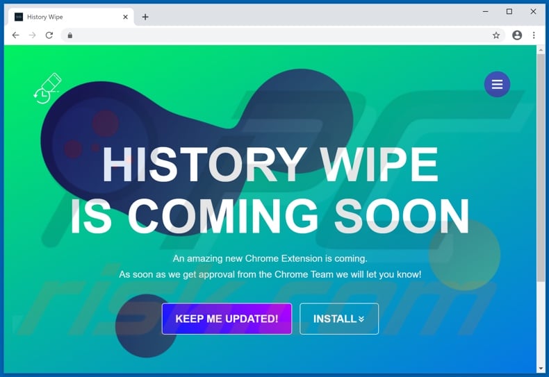 Website used to promote History Wipe Clean adware