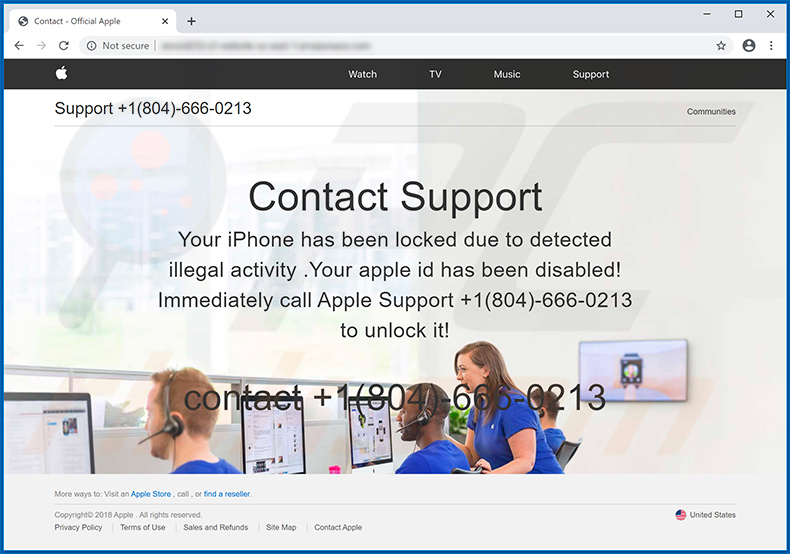 iPhone Has Been Locked pop-up scam (2020-07-07)