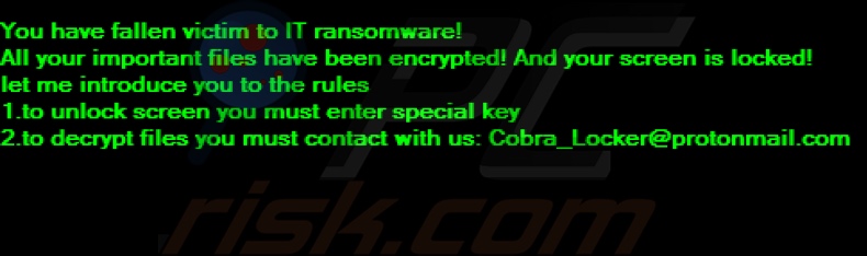 IT ransomware zoomed-in ransom note