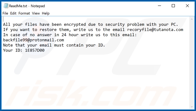Jwjs ransomware text file (ReadMe.txt)