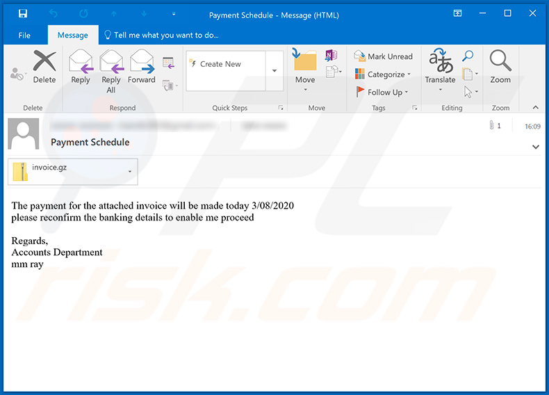 MassLogger malware-spreading spam email