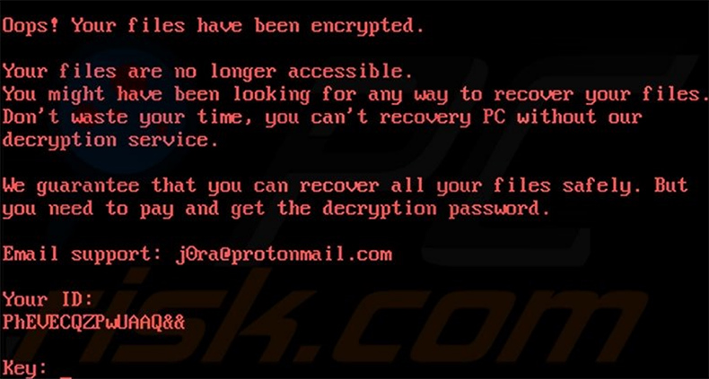 MIRCOP ransomware desktop wallpaper with PCRisk.com watermark