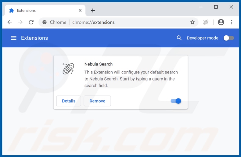 Removing nebulasearch.net related Google Chrome extensions