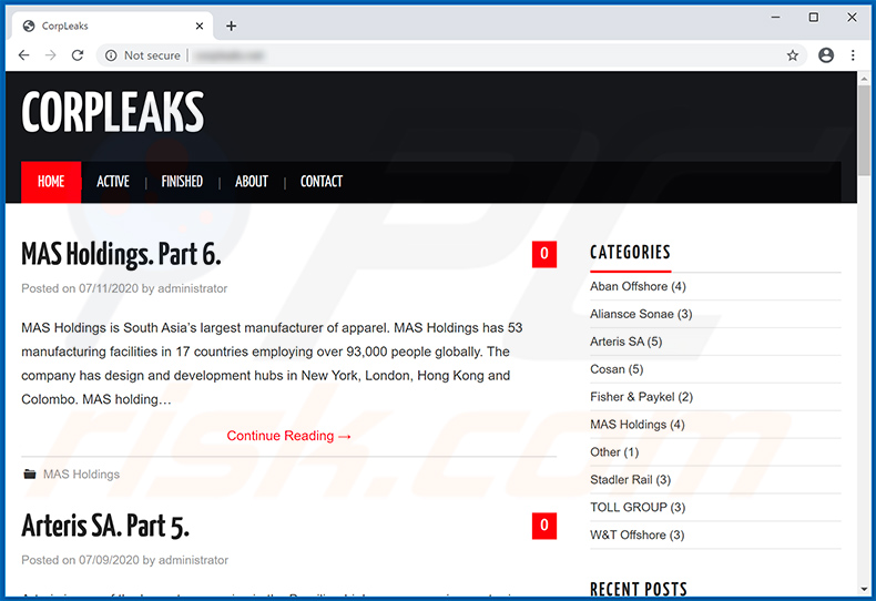 CorpLeaks website used to leak data of NEFILIM victims