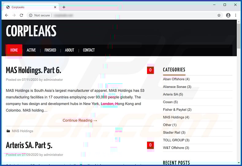 CorpLeaks website used to leak data of NEFILIM victims