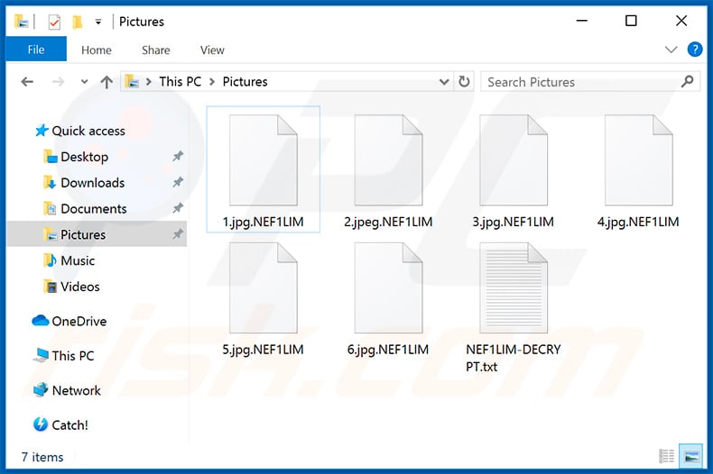 Files encrypted by NEFILIM ransomware (.NEF1LIM extension)