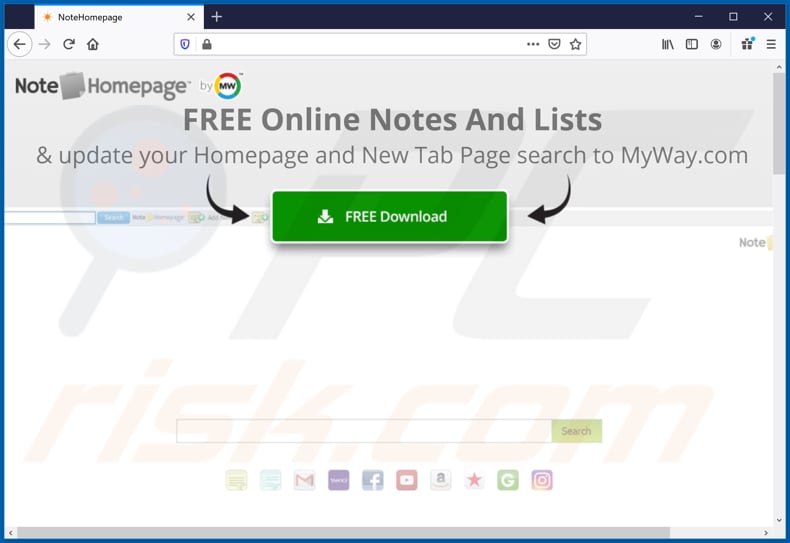 notehomepage toolbar promoter firefox