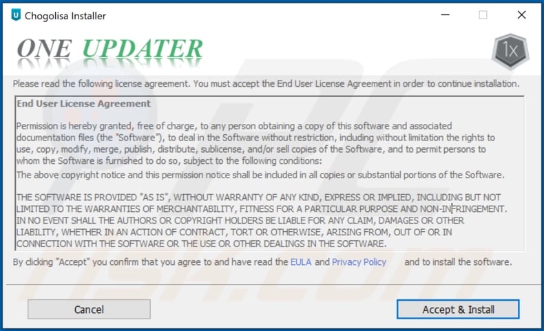 OneUpdater adware installer