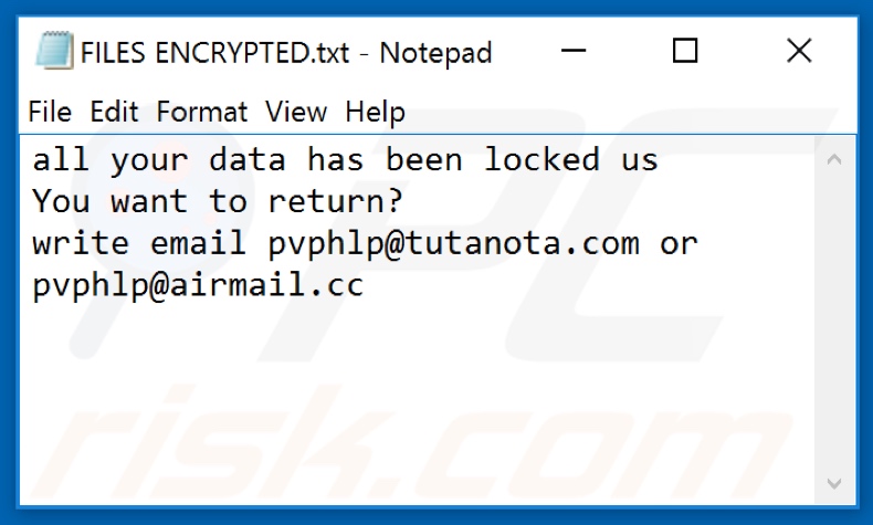 PPHL ransomware text file (FILES ENCRYPTED.txt)