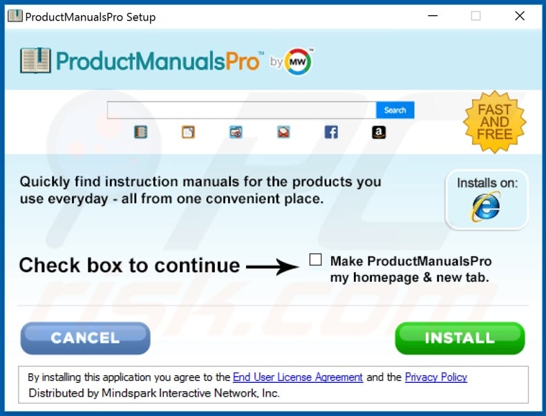 Official ProductManualsPro browser hijacker installation setup