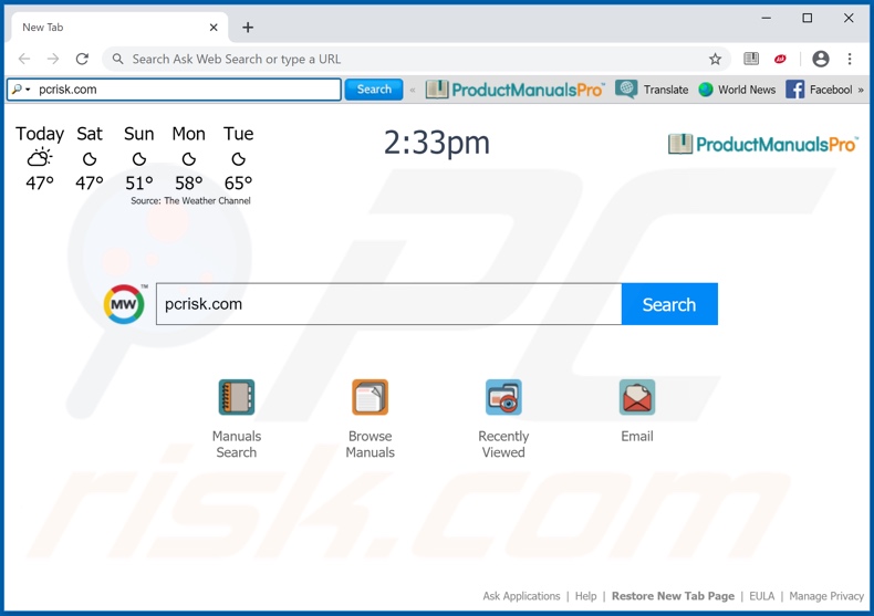 ProductManualsPro browser hijacker