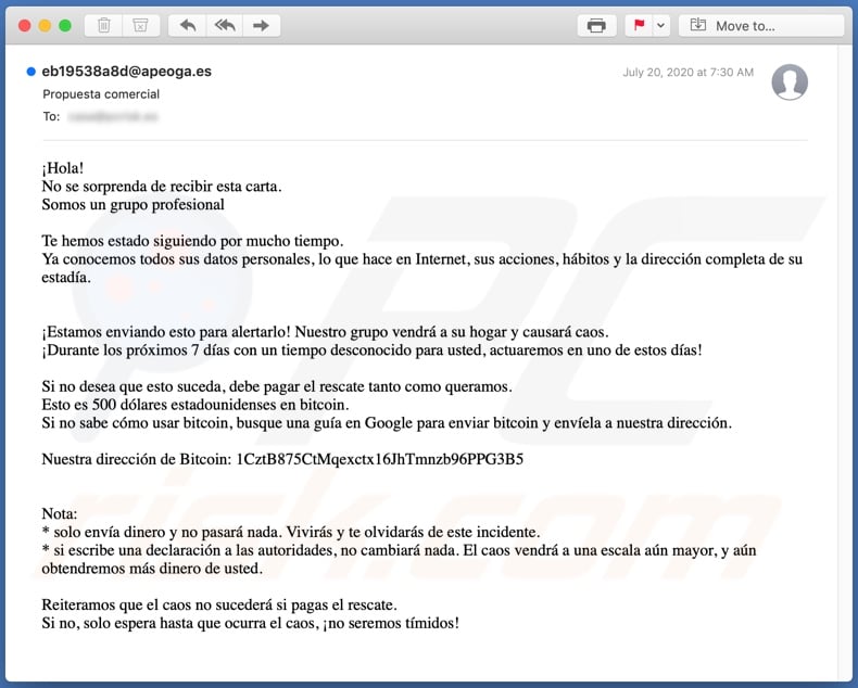 Propuesta comercial email spam campaign