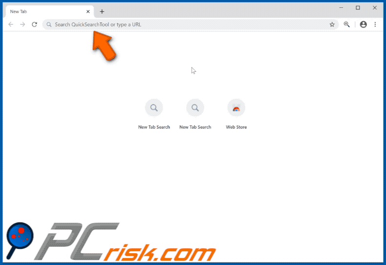 Quick Search Tool browser hijacker appearance (gif)
