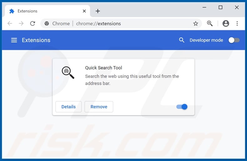 Removing quicksearchtool.com related Google Chrome extensions