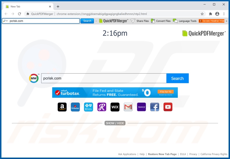 QuickPDFMerger browser hijacker