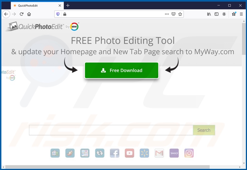 Website used to promote QuickPhotoEdit browser hijacker (Firefox)