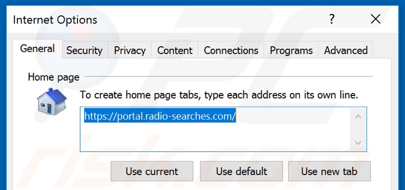 Removing radio-searches.com from Internet Explorer homepage