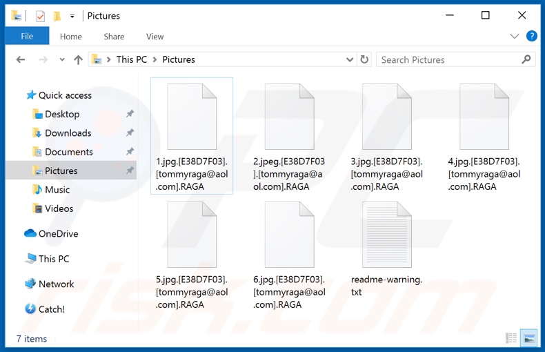 Files encrypted by RAGA ransomware (.RAGA extension)