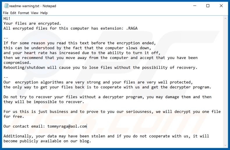 RAGA decrypt instructions (readme-warning.txt)