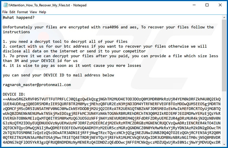 Ragnarok ransomware ransom note (2020-08-03)