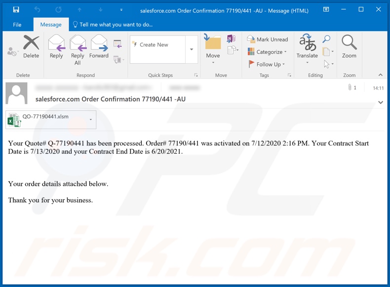 Salesforce malware-spreading email spam campaign