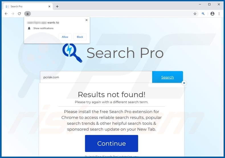 Website used to promote Search Pro browser hijacker