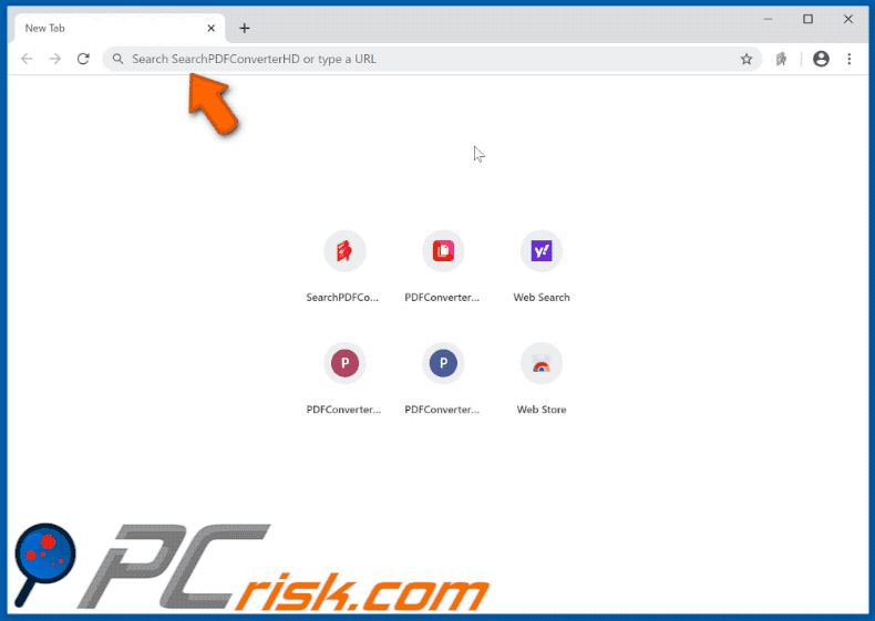 SearchPDFConverterHD browser hijacker appearance gif
