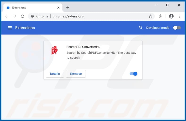 Removing searchpdfconverterhd.com related Google Chrome extensions