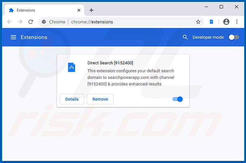 Direct Search [9152400] Chrome extension promoting searchpowerapp.com