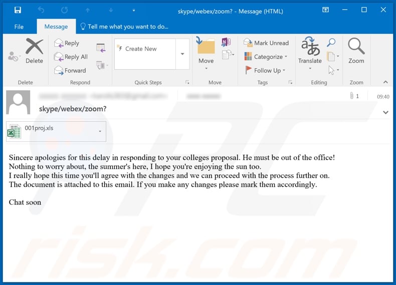 Sincere apologies for this delay malware-spreading email spam campaign