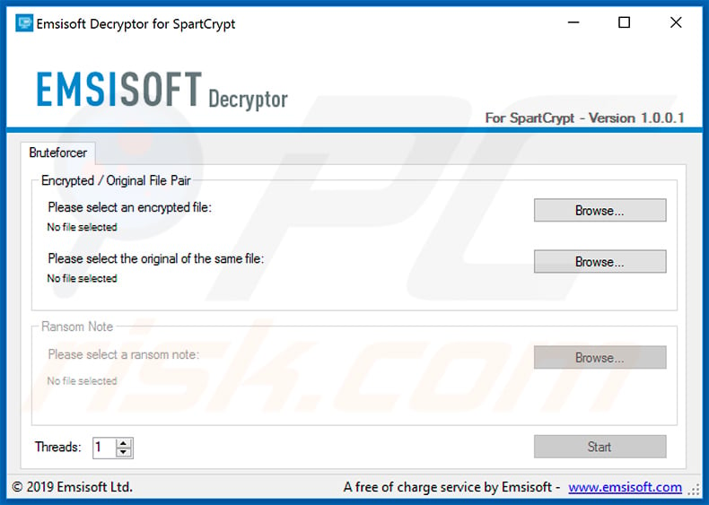 SpartCrypt ransomware decryptor by Emsisoft