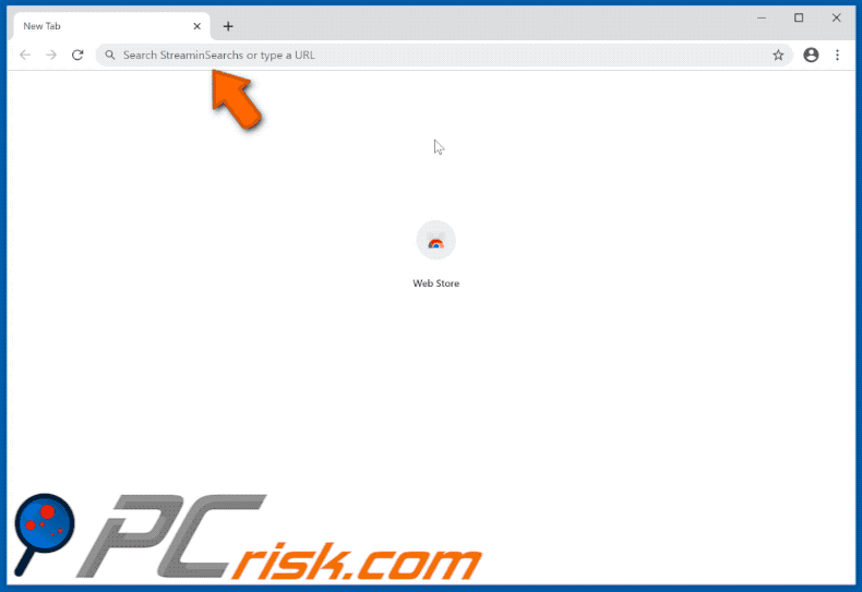 StreaminSearchs browser hijacker appearance (gif)