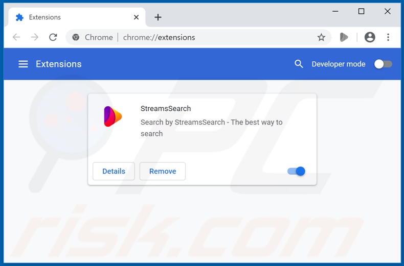 Removing streams-search.com related Google Chrome extensions