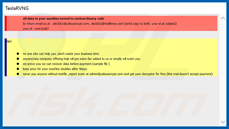 Updated Teslarvng ransom note