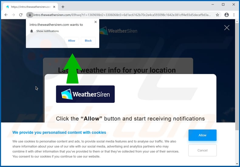 theweathersiren[.]com  pop-up redirects