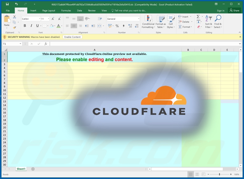 This document protected by CloudFlare scam promoting TrickBot