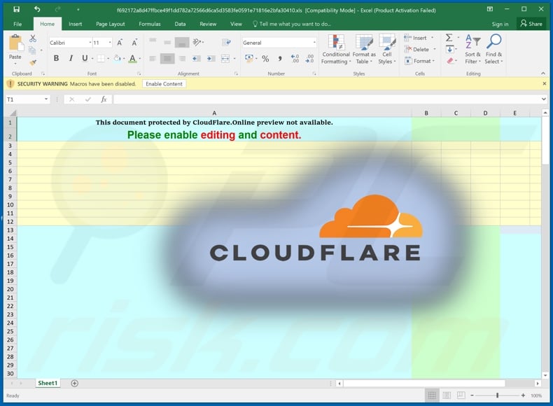 This document protected by CloudFlare scam promoting TrickBot