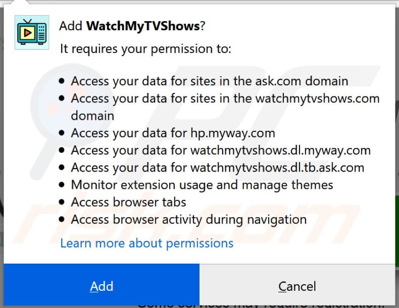 watchmytvshows toolbar notification firefox