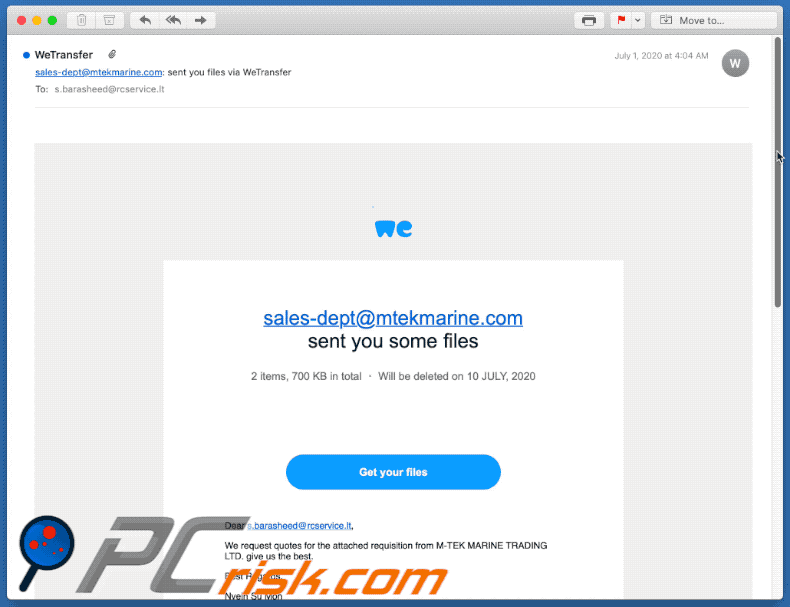 wetransfer email