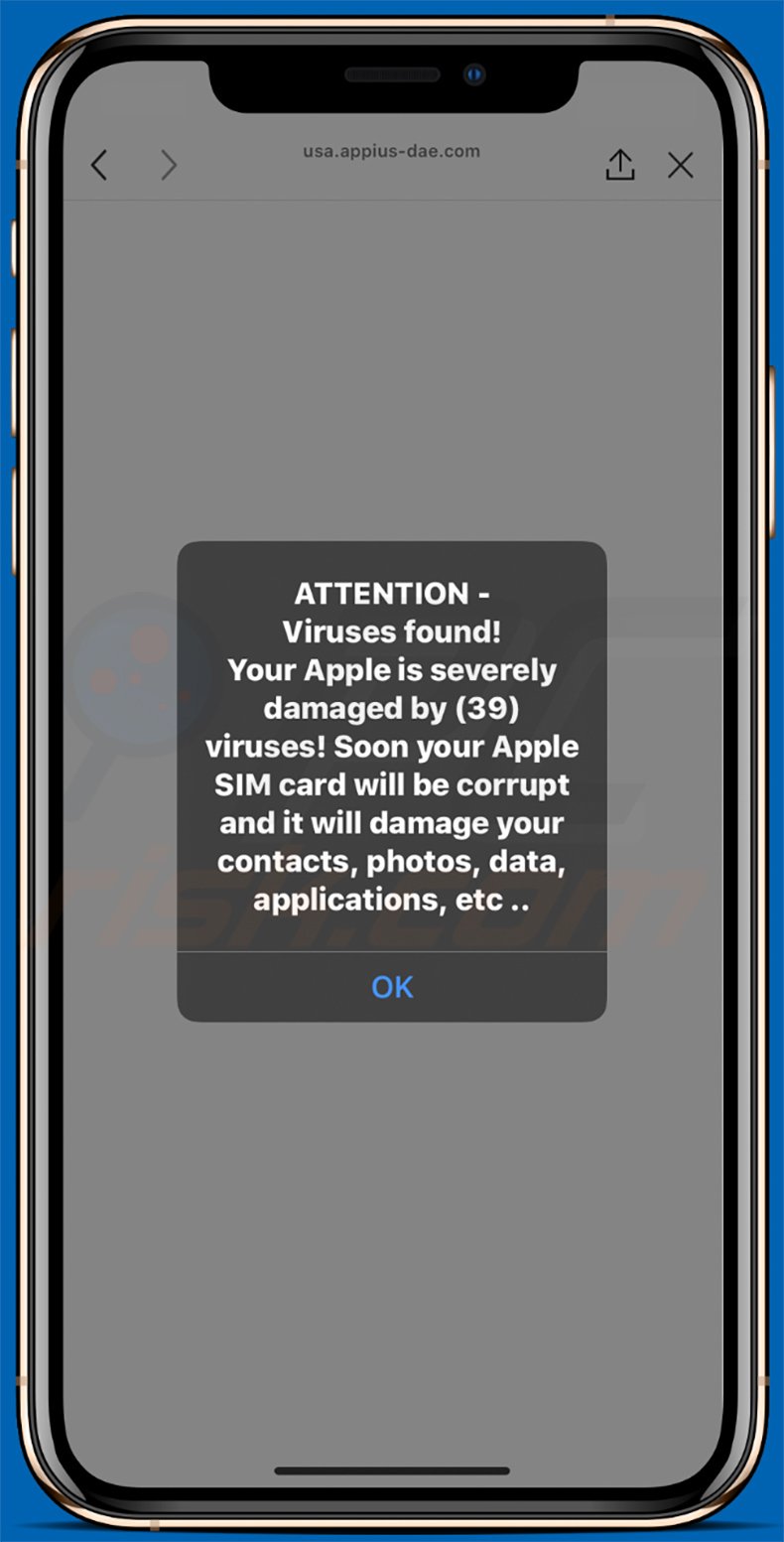Your Apple iPhone Is Severely Damaged pop-up scam (2020-07-29)